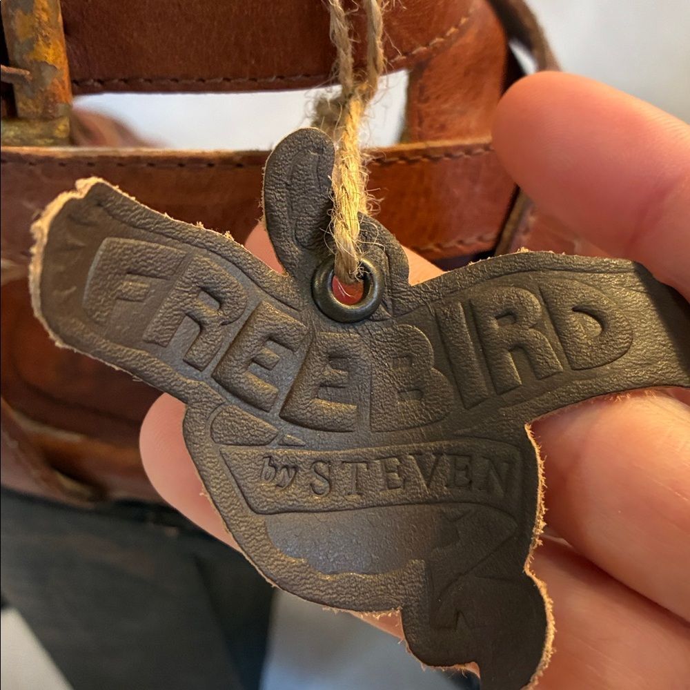 NWT Freebird by Steven Claw strappy block heel distressed brown leather sandals - Picture 8 of 15